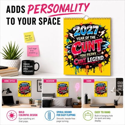 💥Early Bird Sale — 48% OFF🎁2027 Year of the Cunt Wall Calendar – Bold Graffiti Humor Calendar📆🌟