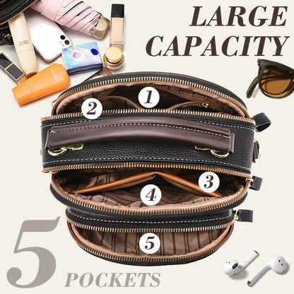 👜Classic Leather Crossbody Bag with Adjustable Strap & Multiple Pockets✨
