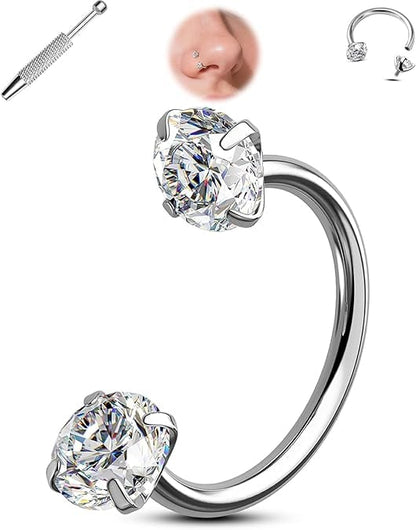 🔥Last Day 50% OFF - Horseshoe Gem Nose Ring – Internally Threaded & Comfortable