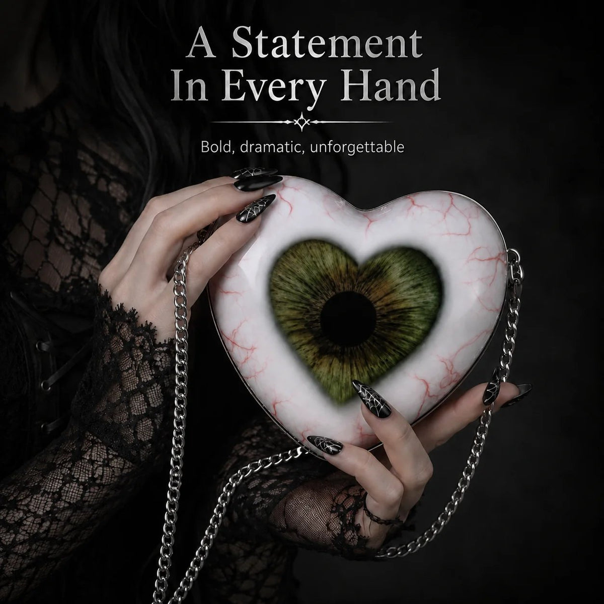 🖤👁 Gothic Heart Eye Statement Crossbody Bag