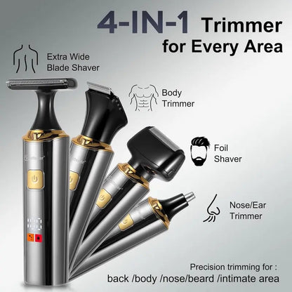 🎁 Men's 4-in-1 Electric Body Grooming Kit | Extendable Back Hair Trimmer