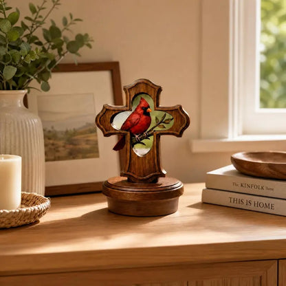 🔥2026 HOT SALE 49% OFF🐦 Nordic Style Resin Red Bird Statue – Wood-Look Modern Desktop Figurine for Home, Shelf & Interior Decor Accent