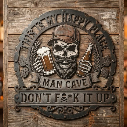 💀🍺Funny Skull Man Cave Metal Wall Sign