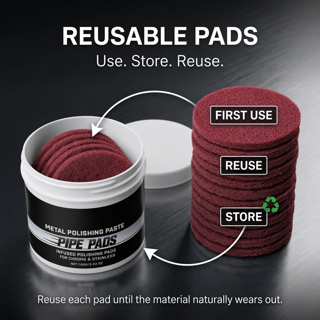 MirrorFinish Pads Remove scratches and oxidation.