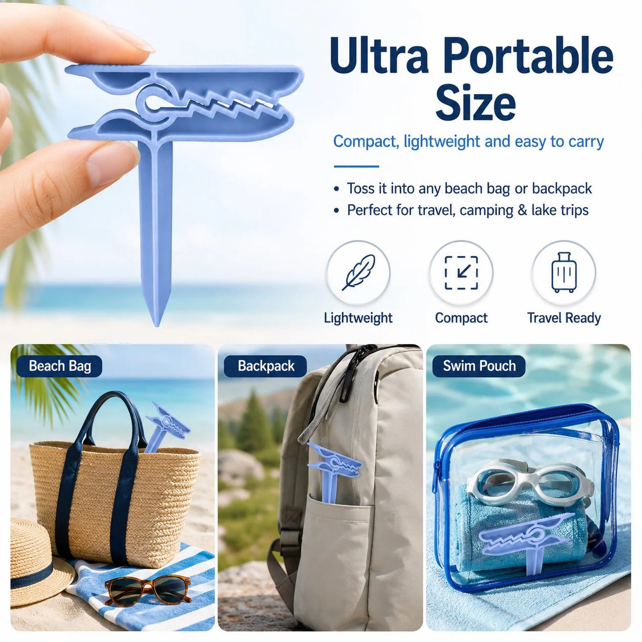🦖 Dinosaur Shape Beach Towel Clips | Windproof Sand Secure Holder