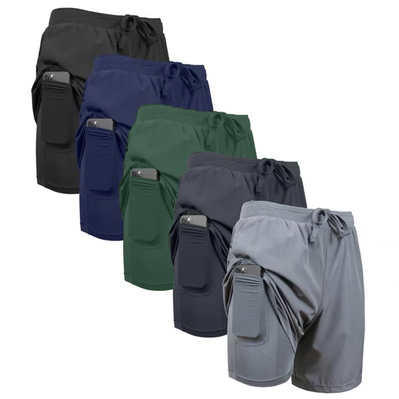 3-Pack Men's 2 in 1 Quick Dry Gym Running Shorts With Liner