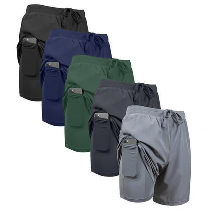 3-Pack Men's 2 in 1 Quick Dry Gym Running Shorts With Liner