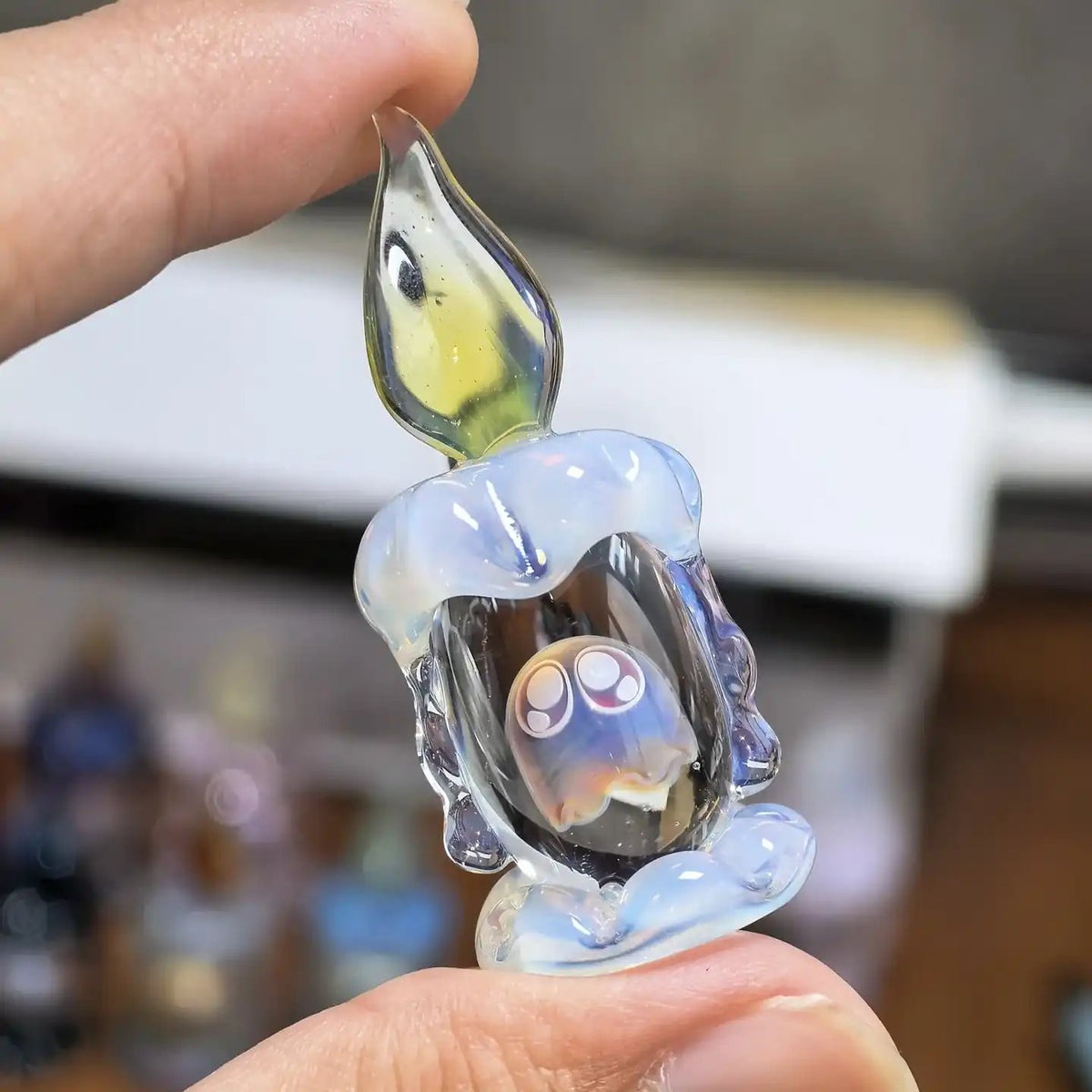 Ghost in Candle Handmade Glass Figurine 👻🕯️
