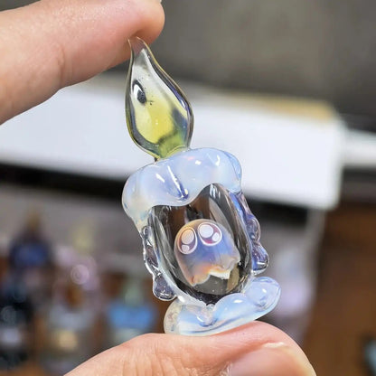 Ghost in Candle Handmade Glass Figurine 👻🕯️