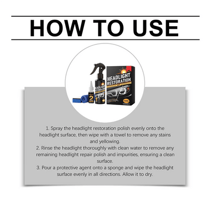 🥳2026 HOT SALE🥳🔧 Buy 2 Get 1 Free ! Headlight Restorer Kit – 2 steps, no disassembly. Removes yellow haze, restores clarity. Long‐lasting UV shield. 🚗✨