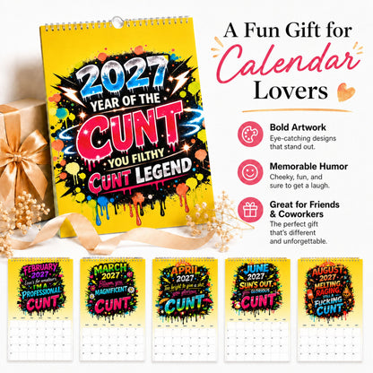 💥Early Bird Sale — 48% OFF🎁2027 Year of the Cunt Wall Calendar – Bold Graffiti Humor Calendar📆🌟