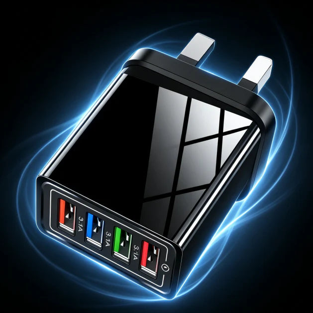Secret to Faster Phone Performance Four-Port Travel Charger for Extended Phone Battery Life