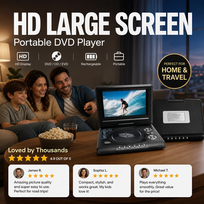 📺 7.8" HD Portable DVD/EVD Player – Large Screen, Rechargeable & Compatible with DVD/CD/USB/SD – Perfect for Home & Travel 🔥 49% OFF