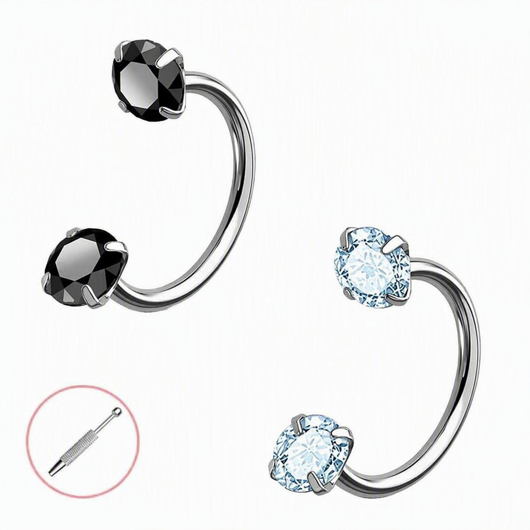 Horseshoe Gem Nose Ring – Internally Threaded & Comfortable
