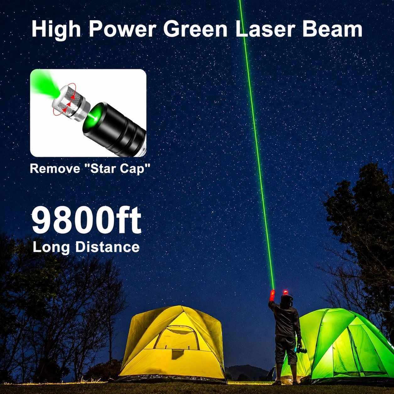 ✨9800ft High Power Green Laser Pointer✨Rechargeable Green Laser Pointer High Power
