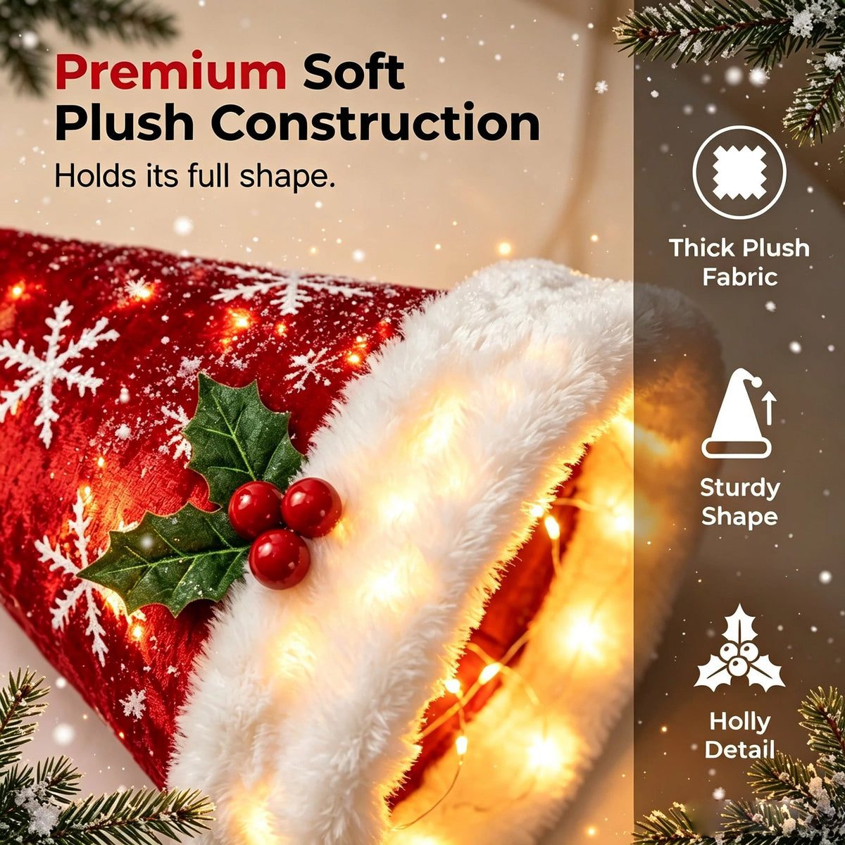 🎅✨Light‑Up Santa Hat Hanging Chandelier, Plush Christmas Pendant Light with Hanging Ornaments, Indoor & Covered Porch Holiday Decoration