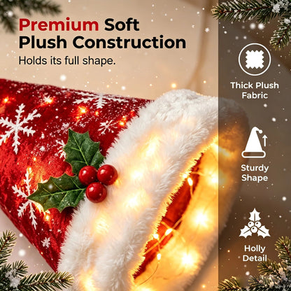 🎅✨Light‑Up Santa Hat Hanging Chandelier, Plush Christmas Pendant Light with Hanging Ornaments, Indoor & Covered Porch Holiday Decoration