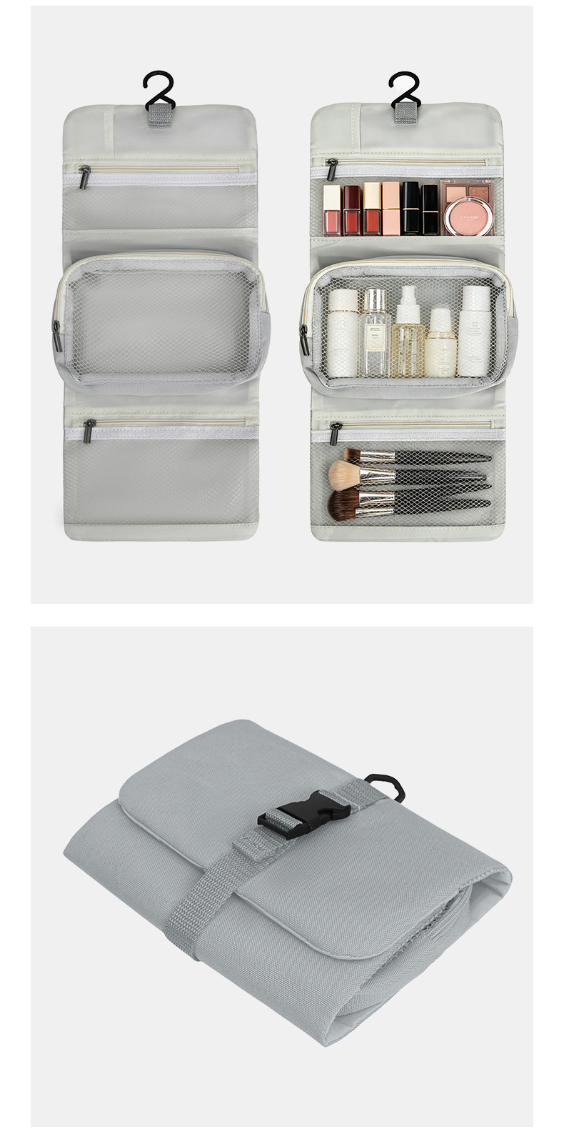 Multi-Layer Hanging Makeup Organizer - Travel Toiletry Bag