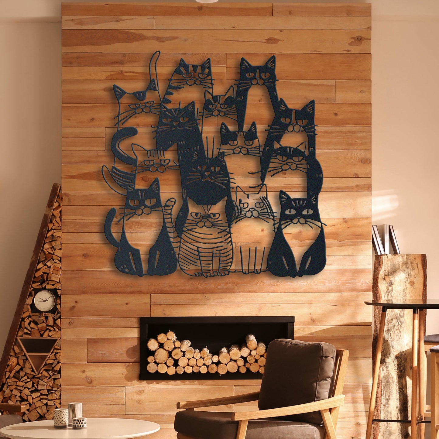 Funny Whimsical Cats Metal Wall Art, Outdoor Wall Decor for Cat Lovers, Unique Feline Art