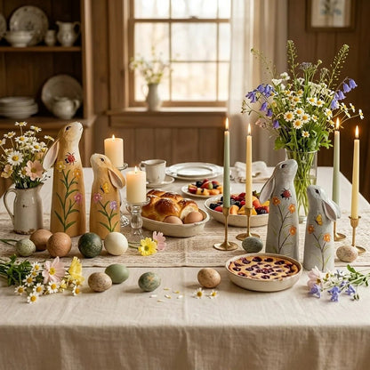 Hand-Painted Spring Bunny Figurines
