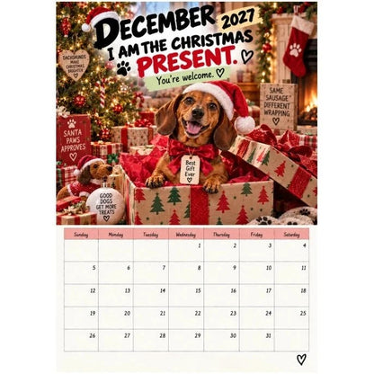 2027 Witty Dachshund A4 Wall Calendar