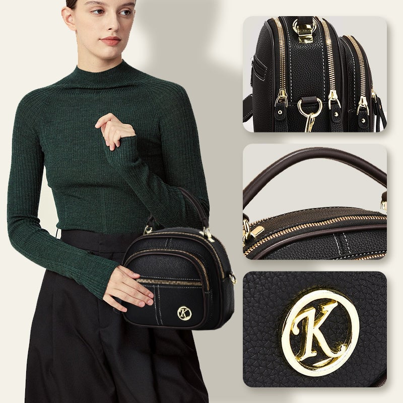 👜Classic Leather Crossbody Bag with Adjustable Strap & Multiple Pockets✨