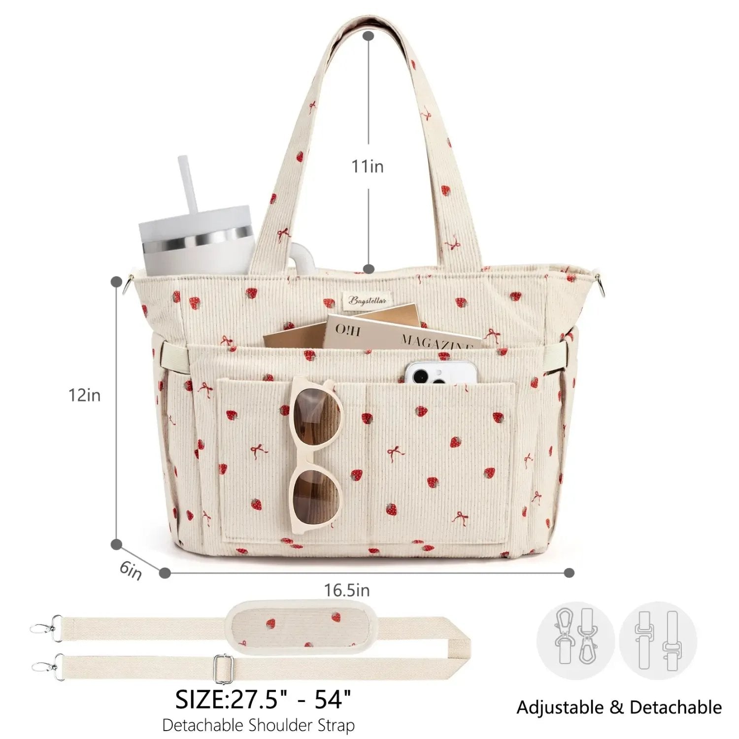 🎒Corduroy Tote Bag for Women, 15.6 inch Laptop Work Bags with Large Cup Holder