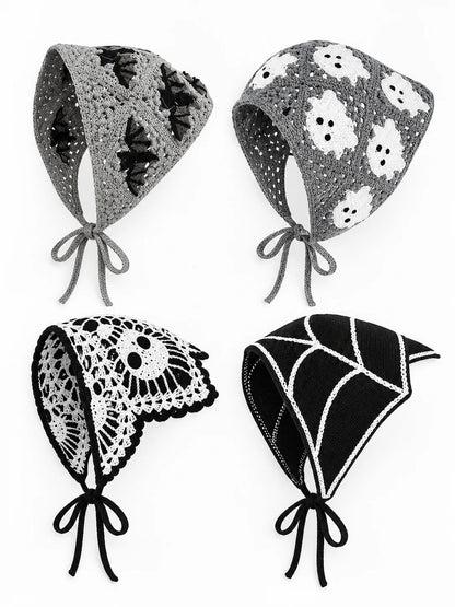 🎃 Halloween Style Deal – Boho Ghost Print Head Scarf 👻 Cute Seasonal Hair Accessory for Festive Looks 🦇