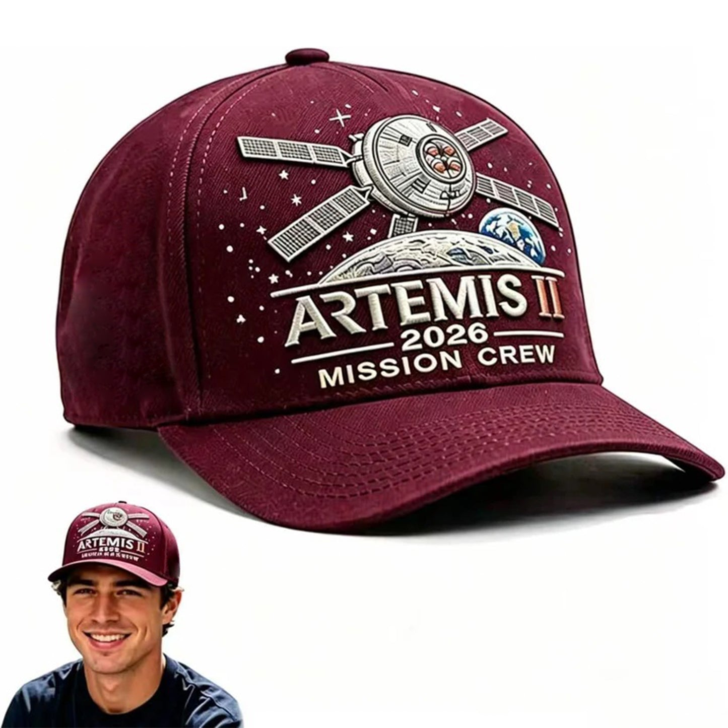 ✨High-end craftsmanship in hand embroidery-🌕Artemis II Lunar Mission Commemorative Cap