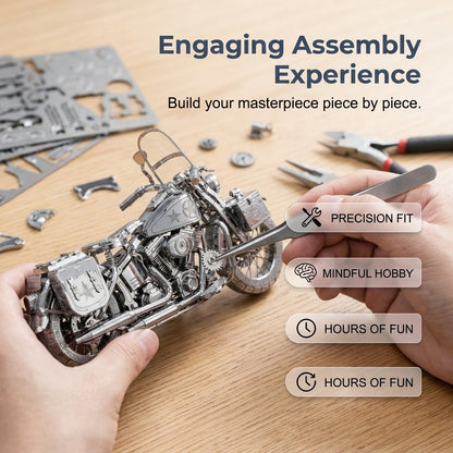 🔥Last Day 49% OFF - Silver Motorcycle 3D Metal Assembly Puzzle