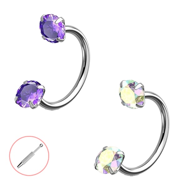 🔥Last Day 50% OFF - Horseshoe Gem Nose Ring – Internally Threaded & Comfortable