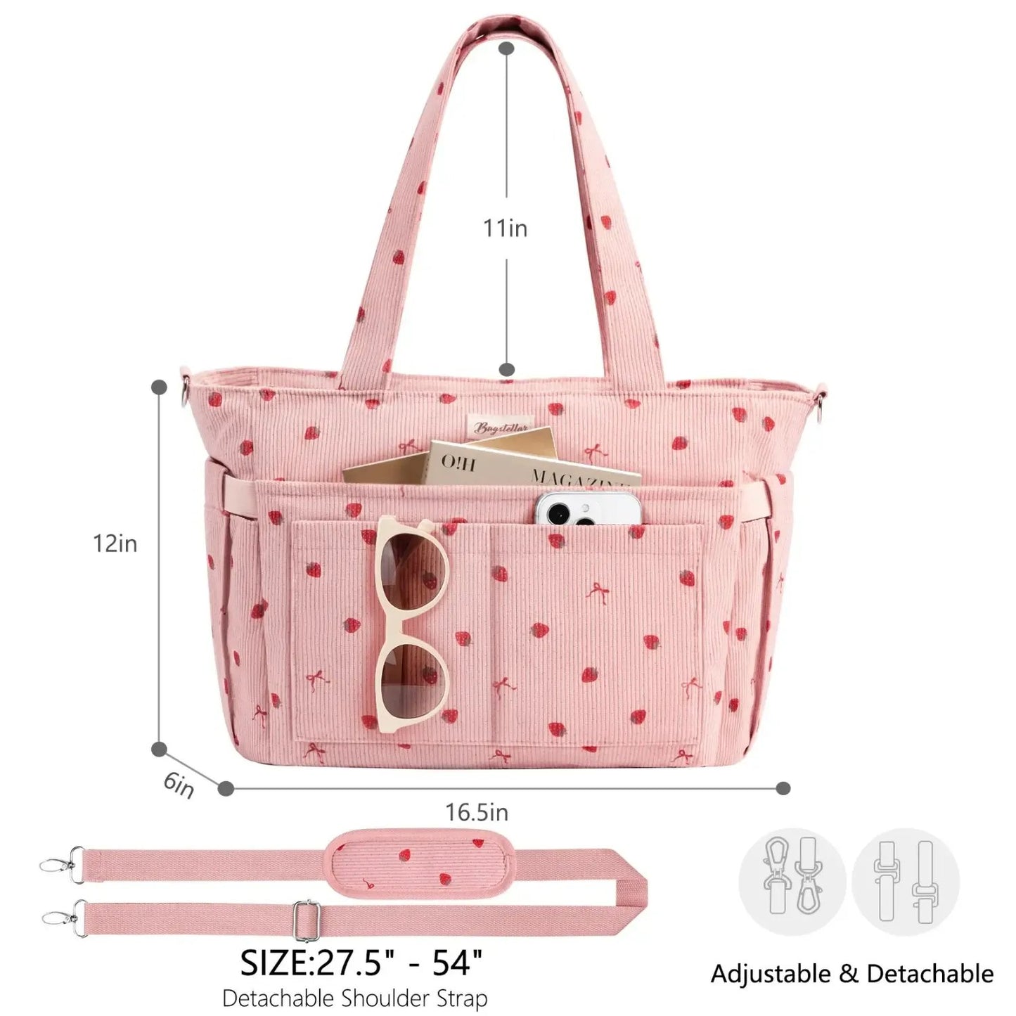 🎒Corduroy Tote Bag for Women, 15.6 inch Laptop Work Bags with Large Cup Holder