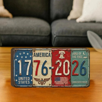 🔥USA Anniversary Block Sign | Rustic License Plate Art 1776-2026 Semiquincentennial Decor