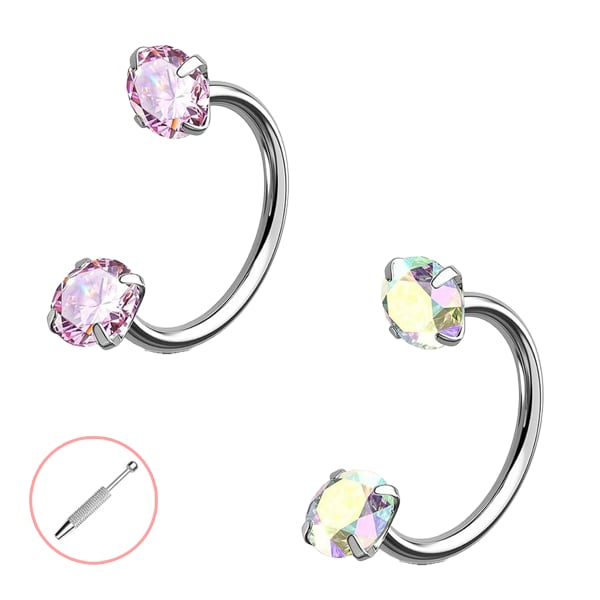 🔥Last Day 50% OFF - Horseshoe Gem Nose Ring – Internally Threaded & Comfortable