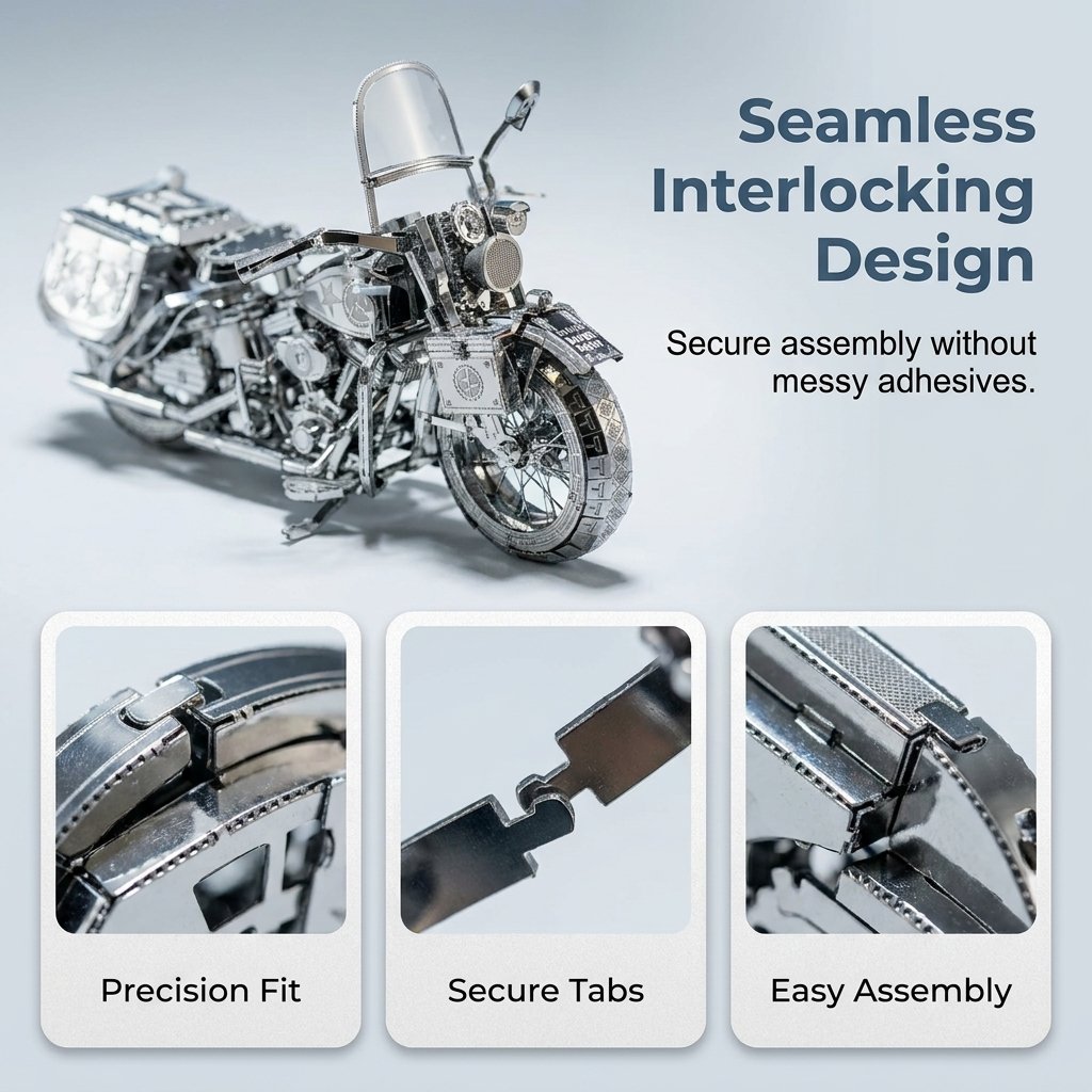 🔥Last Day 49% OFF - Silver Motorcycle 3D Metal Assembly Puzzle