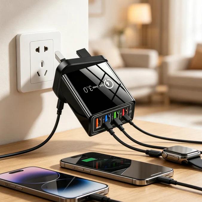 Secret to Faster Phone Performance Four-Port Travel Charger for Extended Phone Battery Life