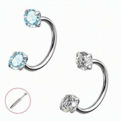 Horseshoe Gem Nose Ring – Internally Threaded & Comfortable