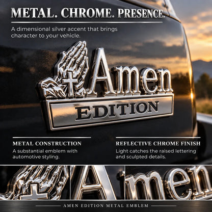 Amen Edition Metal Emblem | 3D Chrome Cross & Wings Badge with 3M VHB Adhesive for Pickups, SUVs & Tailgates 🚘