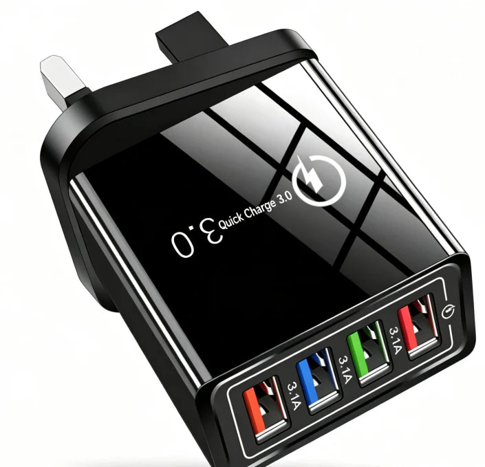 Secret to Faster Phone Performance Four-Port Travel Charger for Extended Phone Battery Life
