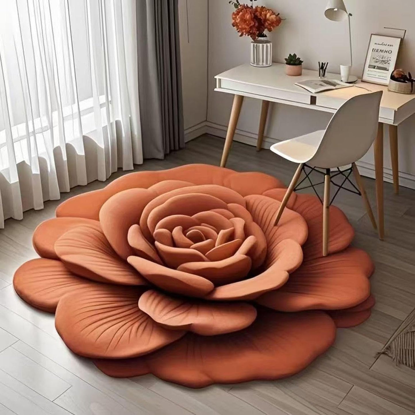 3D Floral Plush & Diatomaceous Earth Floor Mat (40*40cm)