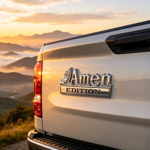Amen Edition Metal Emblem | 3D Chrome Cross & Wings Badge with 3M VHB Adhesive for Pickups, SUVs & Tailgates 🚘