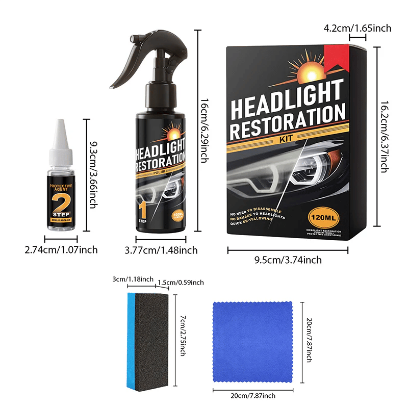 🥳2026 HOT SALE🥳🔧 Buy 2 Get 1 Free ! Headlight Restorer Kit – 2 steps, no disassembly. Removes yellow haze, restores clarity. Long‐lasting UV shield. 🚗✨