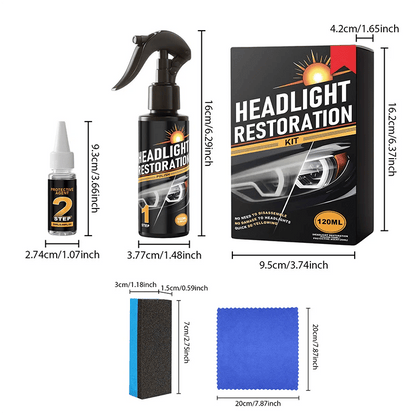 🥳2026 HOT SALE🥳🔧 Buy 2 Get 1 Free ! Headlight Restorer Kit – 2 steps, no disassembly. Removes yellow haze, restores clarity. Long‐lasting UV shield. 🚗✨