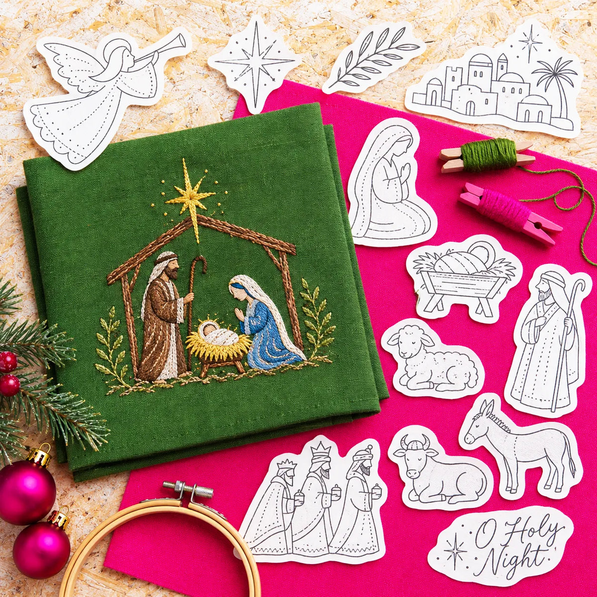 🎄Christmas Stick & Stitch Embroidery Pattern Pack – 5 Sheets / 70 Wash-Away Embroidery Motifs🧵
