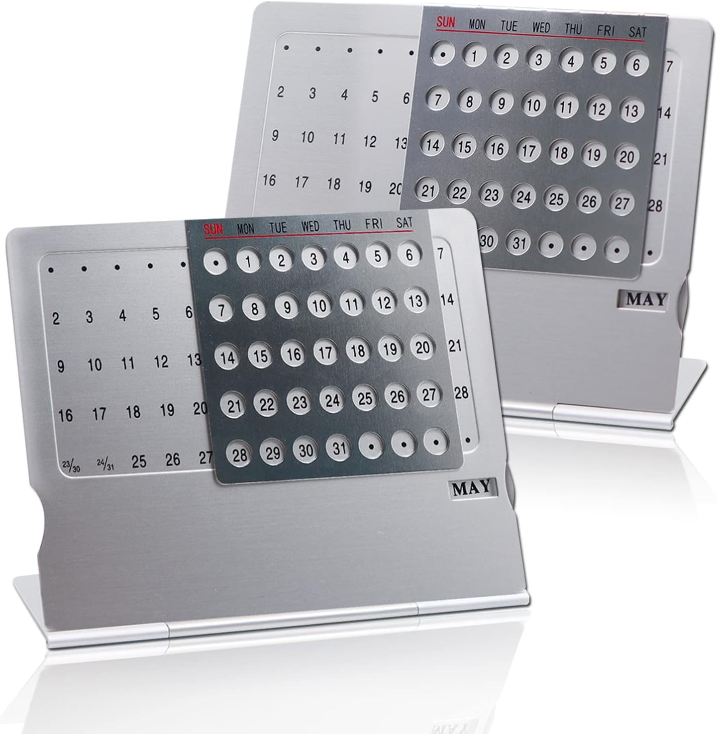 Creative Mini Perpetual Desk Calendar - Aluminum Alloy Adjustable Monthly Calendar – Works for 100 Years | Home & Office Decor