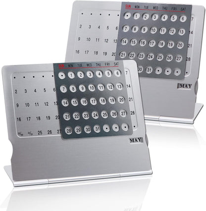 Creative Mini Perpetual Desk Calendar - Aluminum Alloy Adjustable Monthly Calendar – Works for 100 Years | Home & Office Decor
