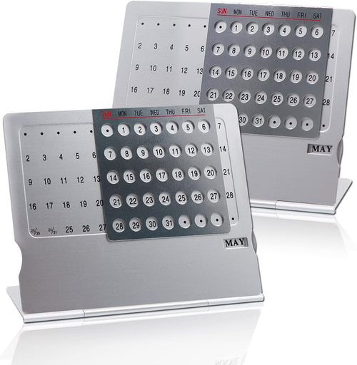 Creative Mini Perpetual Desk Calendar - Aluminum Alloy Adjustable Monthly Calendar – Works for 100 Years | Home & Office Decor