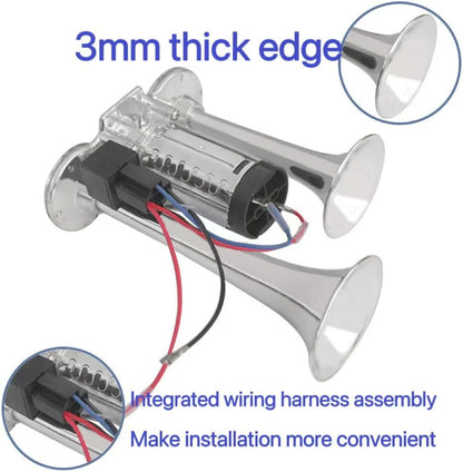 📯 LIMITED-TIME ! 🚗 Universal Dual Trumpet Air Horn Kit – 115dB, 12V, Complete Installation Kit 🔊