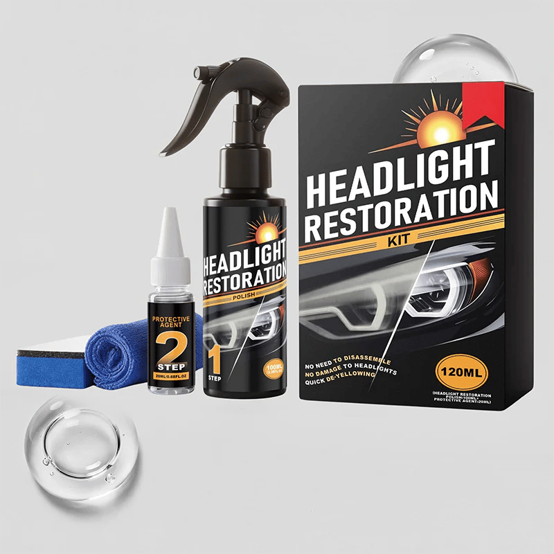 🥳2026 HOT SALE🥳🔧 Buy 2 Get 1 Free ! Headlight Restorer Kit – 2 steps, no disassembly. Removes yellow haze, restores clarity. Long‐lasting UV shield. 🚗✨
