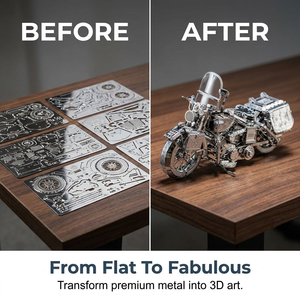 🔥Last Day 49% OFF - Silver Motorcycle 3D Metal Assembly Puzzle